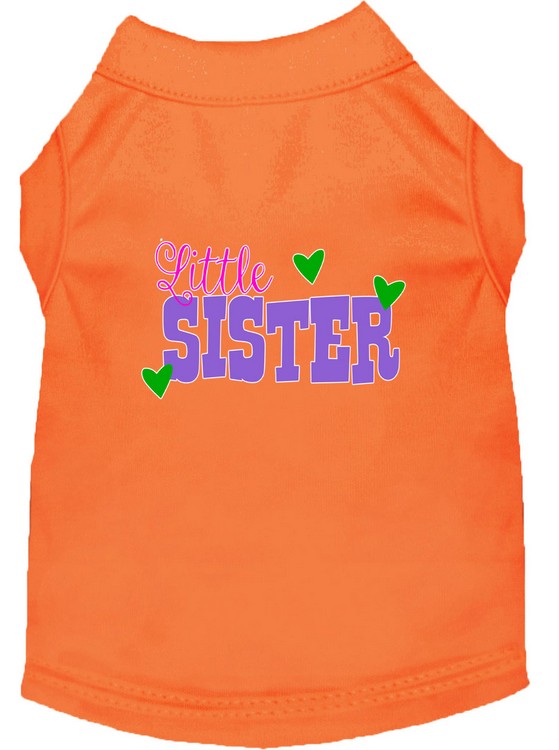 Little Sister Screen Print Dog Shirt Orange Sm